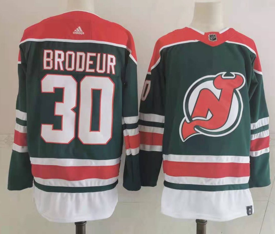 Men New Jersey Devils #30 Brodeur Green Throwback Stitched 2021 Adidias NHL Jersey->columbus blue jackets->NHL Jersey